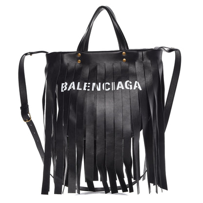 Balenciaga Calfskin XS Fringe Laundry Cabas Black 1 of 6
