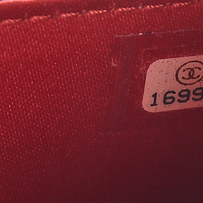 Chanel Lambskin Camellia Embossed Wallet On Chain WOC Dark Red 7 of 14