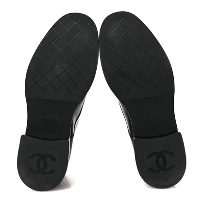 Chanel Calfskin Velvet CC Cap Toe Boots 40 Black 7 of 12