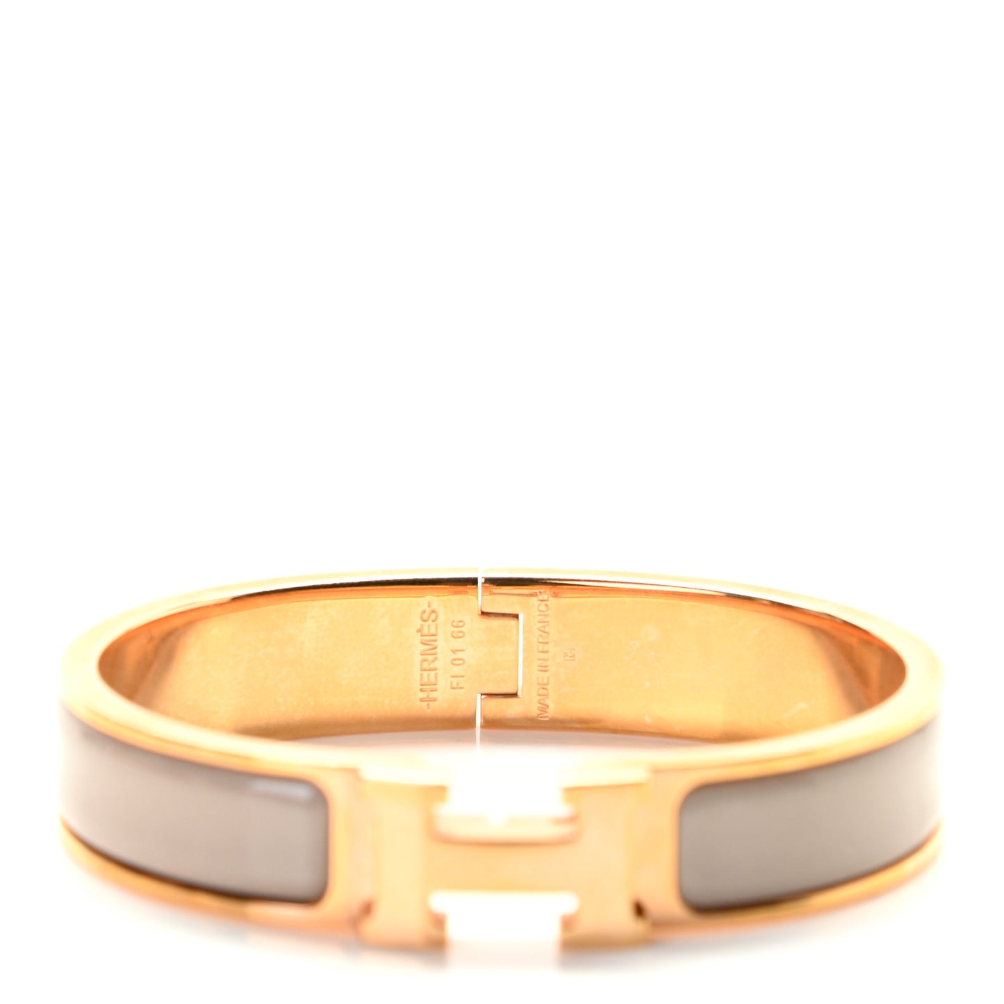 Enamel Narrow Clic Clac H Bracelet PM Marron Glace