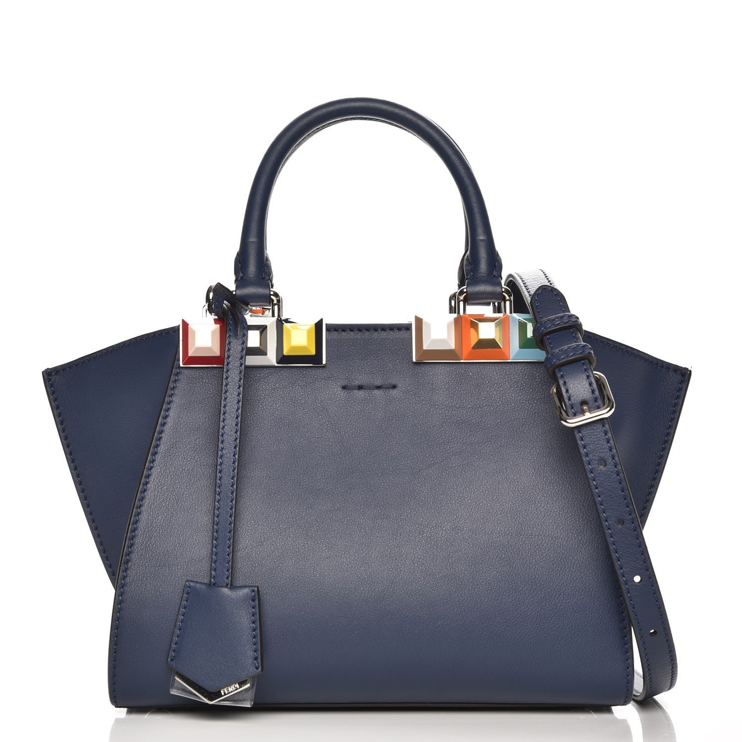 Fendi Vitello Dolce Studded Mini 3Jours Tote Blueberry Multicolor 1 of 8