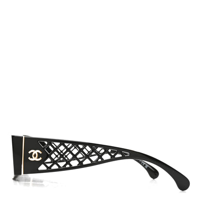 Chanel Acetate Rectangle Logo Sunglasses 5566 Black 3 of 7