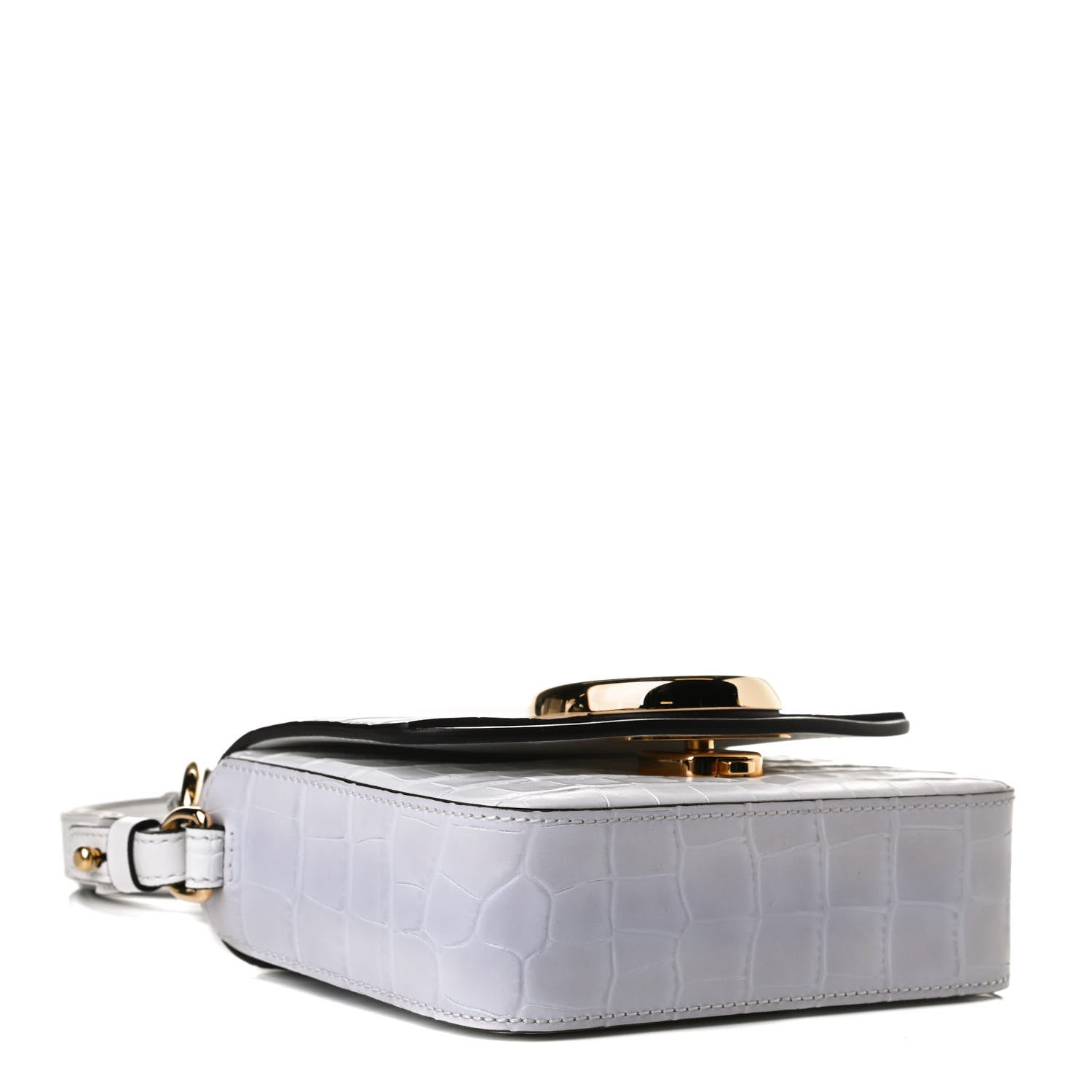 Chloe Calfskin Crocodile Embossed Mini C Double Carry Brilliant White 4 of 12