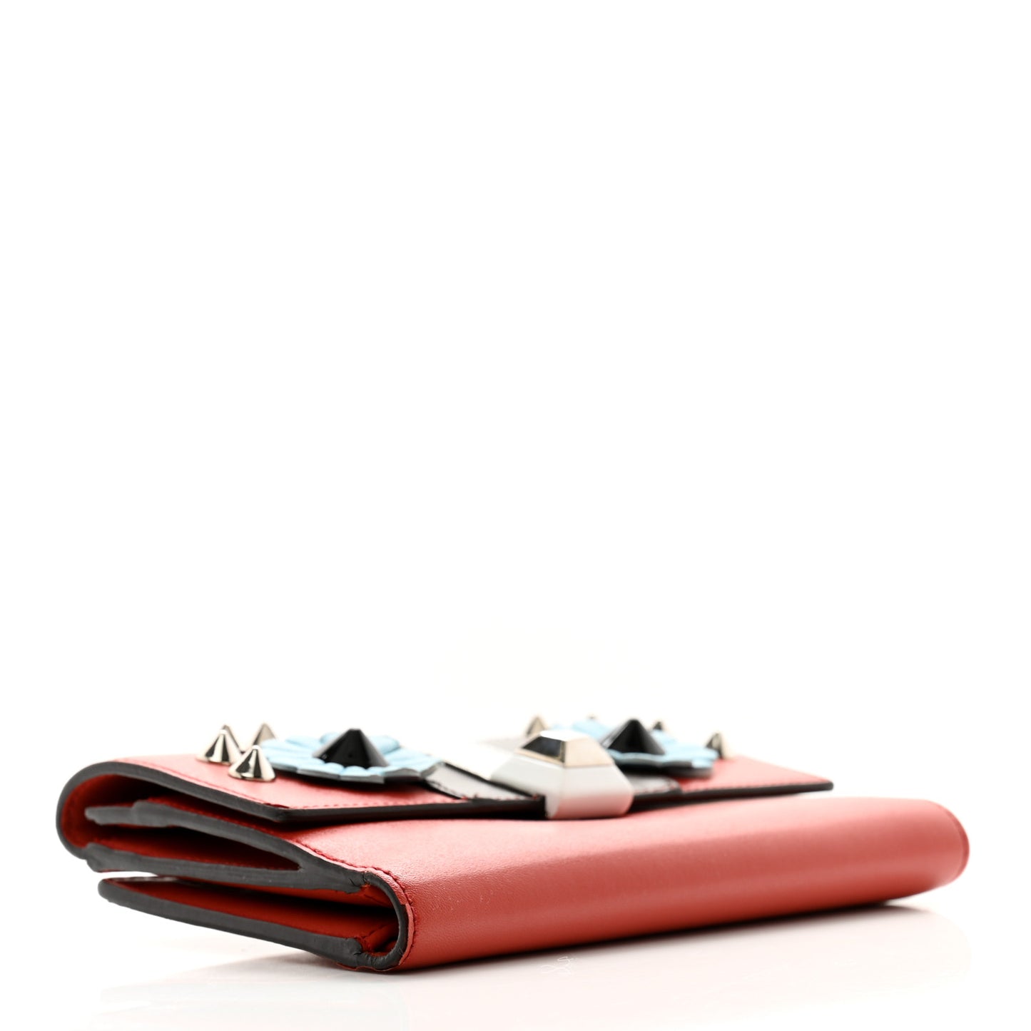 Vitello Century Lucido Hypnoteyes Studded Kan I French Wallet Bloody Mary Carbone Multicolor