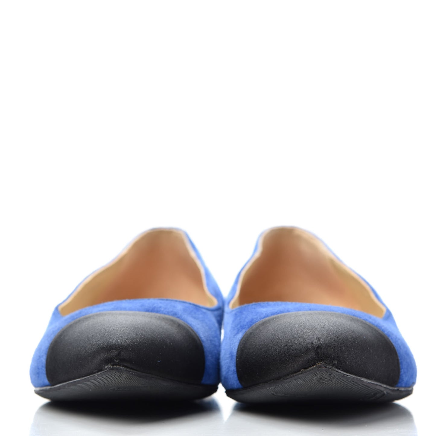 Suede Satin Cap Toe Gabrielle Ballerina Flats 39 Royal Blue Black