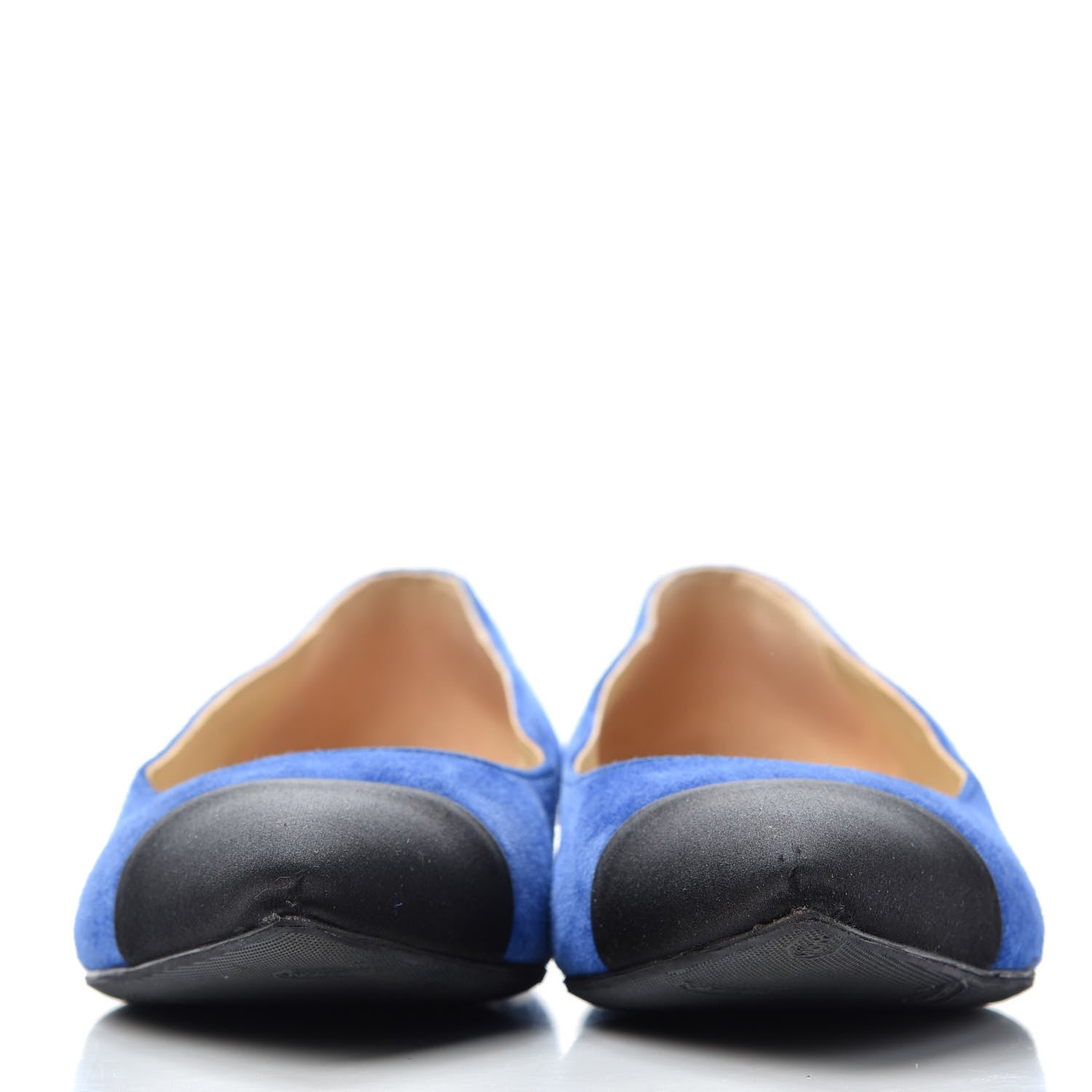 Chanel Suede Satin Cap Toe Gabrielle Ballerina Flats 39 Royal Blue Black 2 of 10