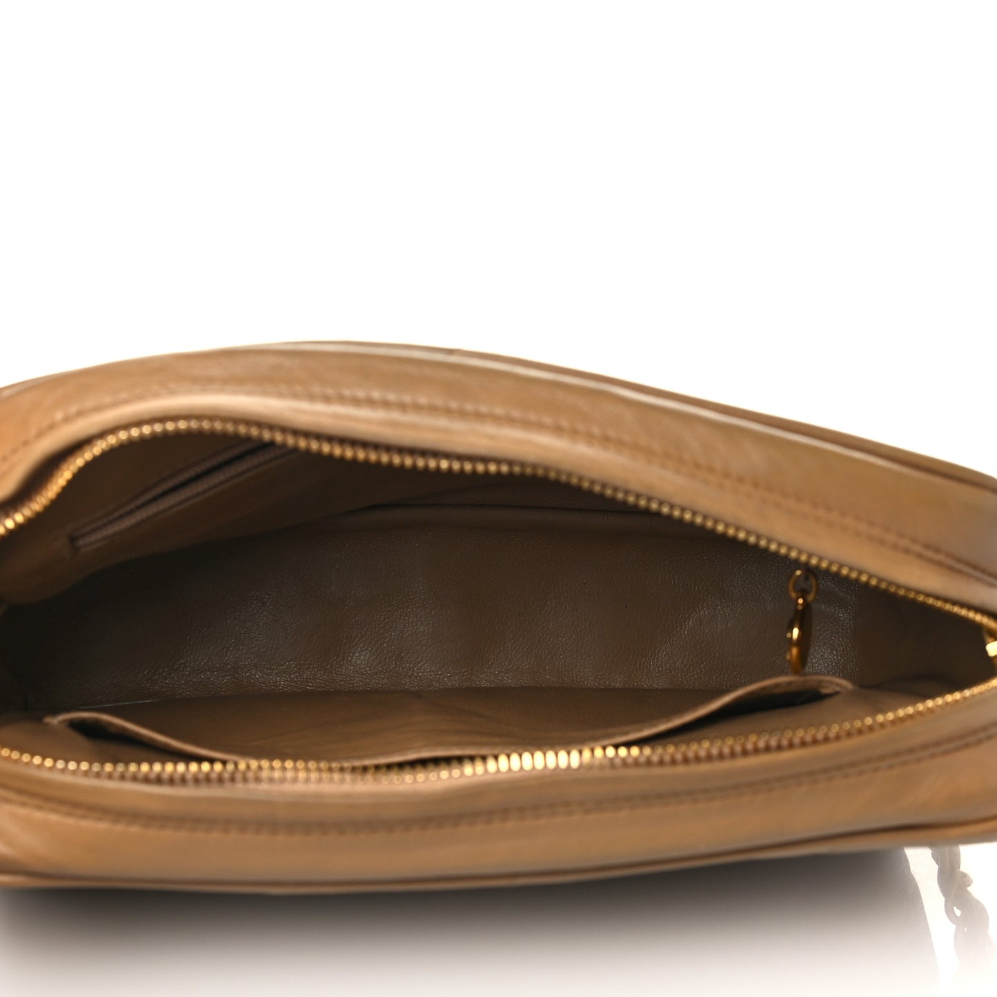 Lambskin Quilted Flap Camera Case Brown