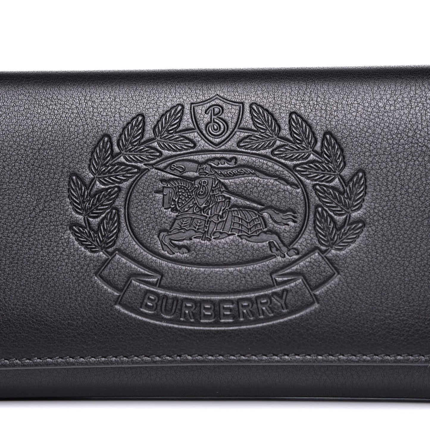 Calfskin Crest Embossed Continental Wallet Black
