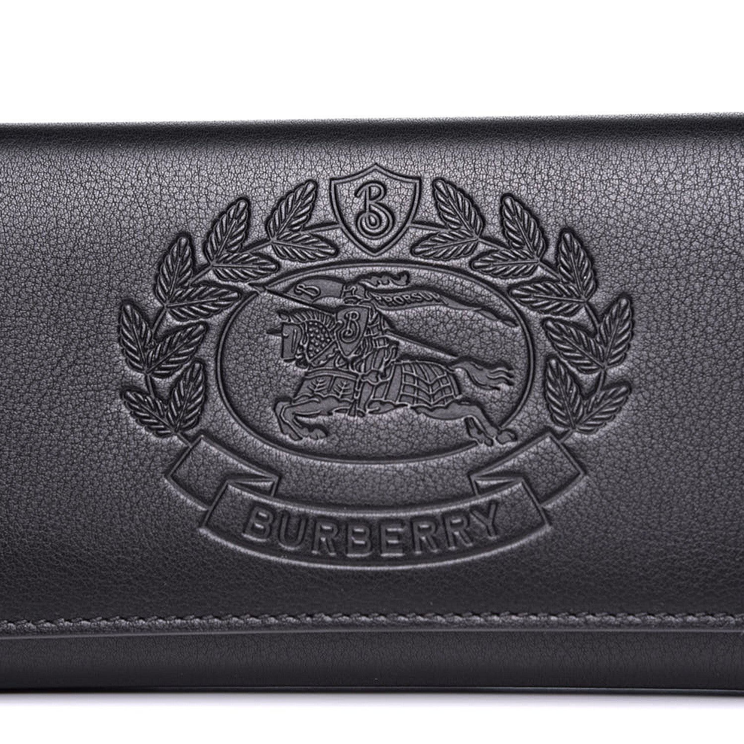 Burberry Calfskin Crest Embossed Continental Wallet Black 9 of 9