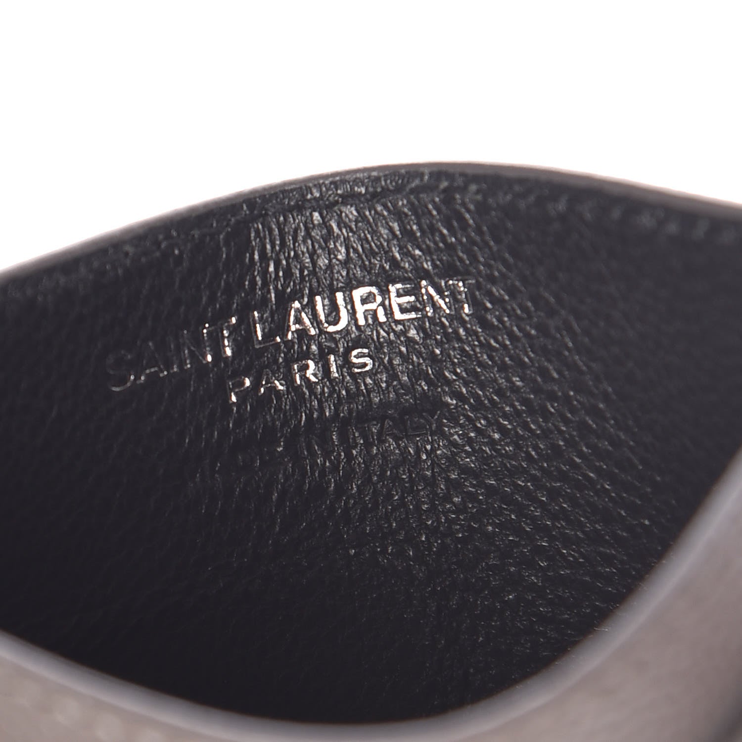 Saint Laurent Grain De Poudre Matelasse Chevron Monogram Credit Card Case Coal 6 of 7