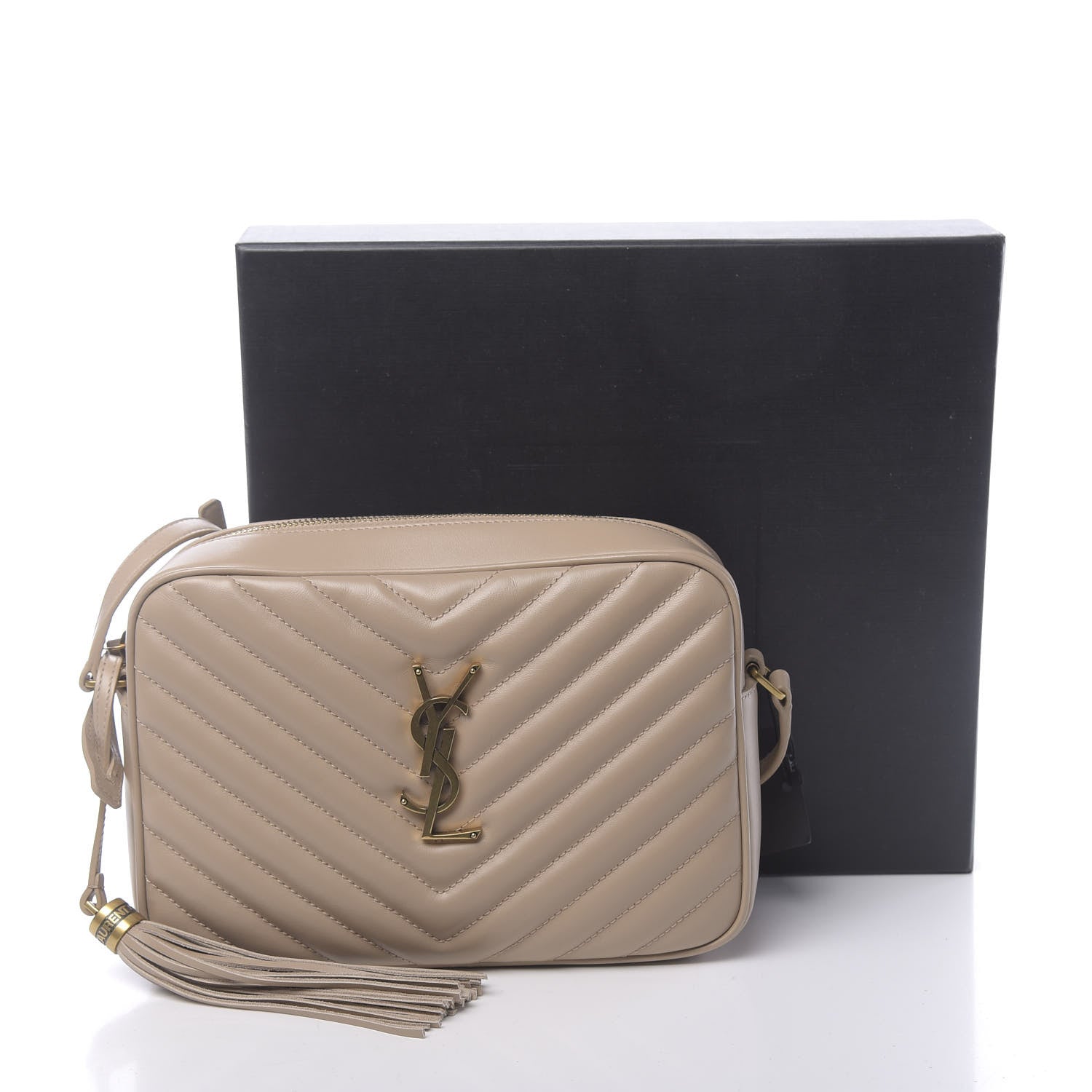 Saint Laurent Calfskin Matelasse Monogram Lou Camera Bag Dark Beige 9 of 9