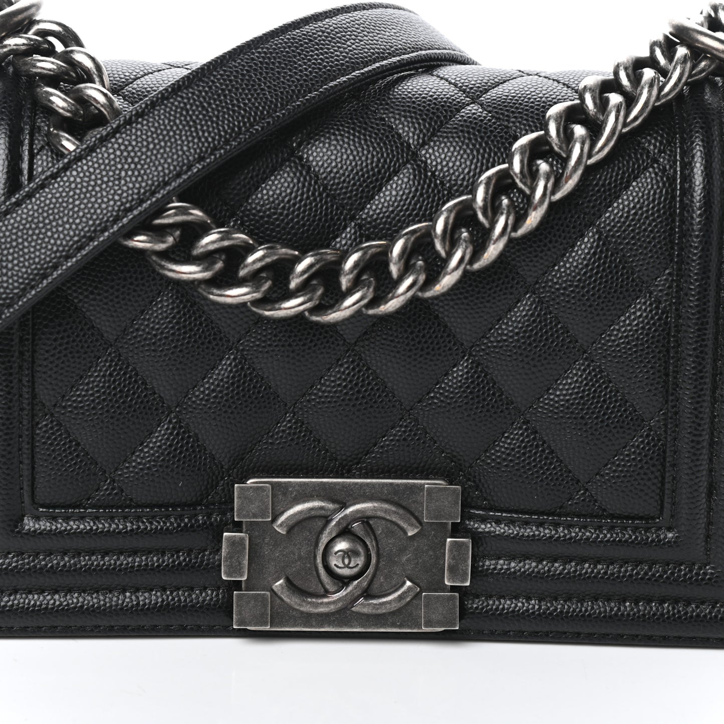 Caviar Quilted Small Boy Flap Black