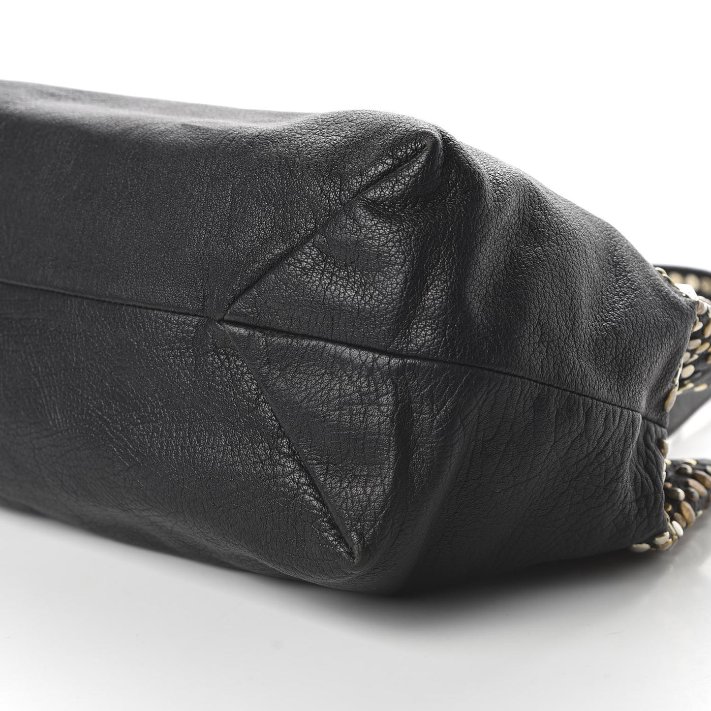 Grainy Calfskin Star Studded Tote Black