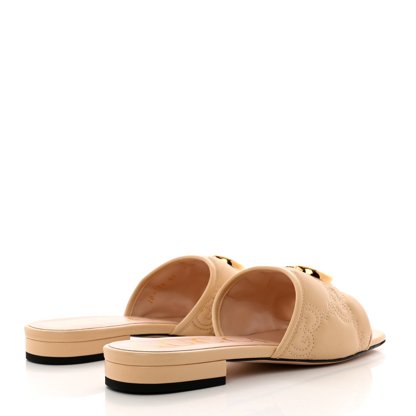 Nappa GG Matelasse GG Marmont Flat Slide Sandals 37 Naturale