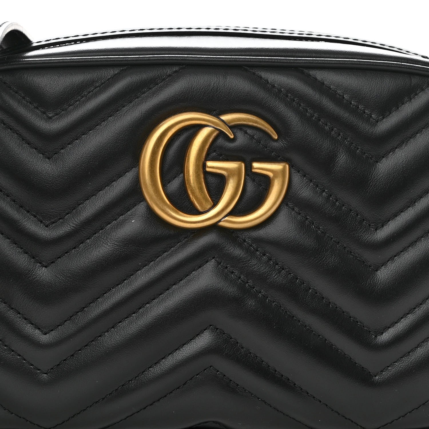 Gucci Calfskin Matelasse Small GG Marmont Chain Shoulder Bag Black 8 of 10