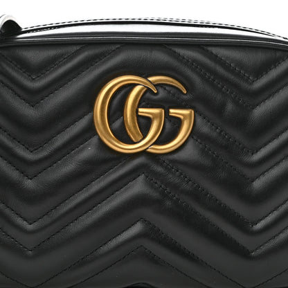 Gucci Calfskin Matelasse Small GG Marmont Chain Shoulder Bag Black 8 of 10