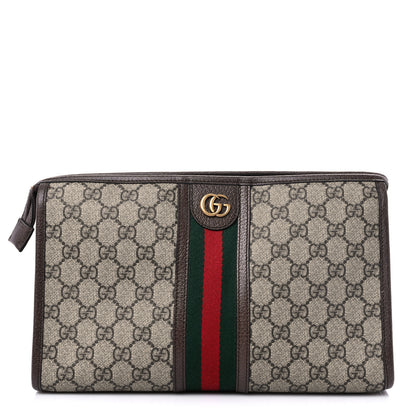 Gucci GG Supreme Monogram Web Ophidia GG Toiletry Case Beige New Acero 1 of 11