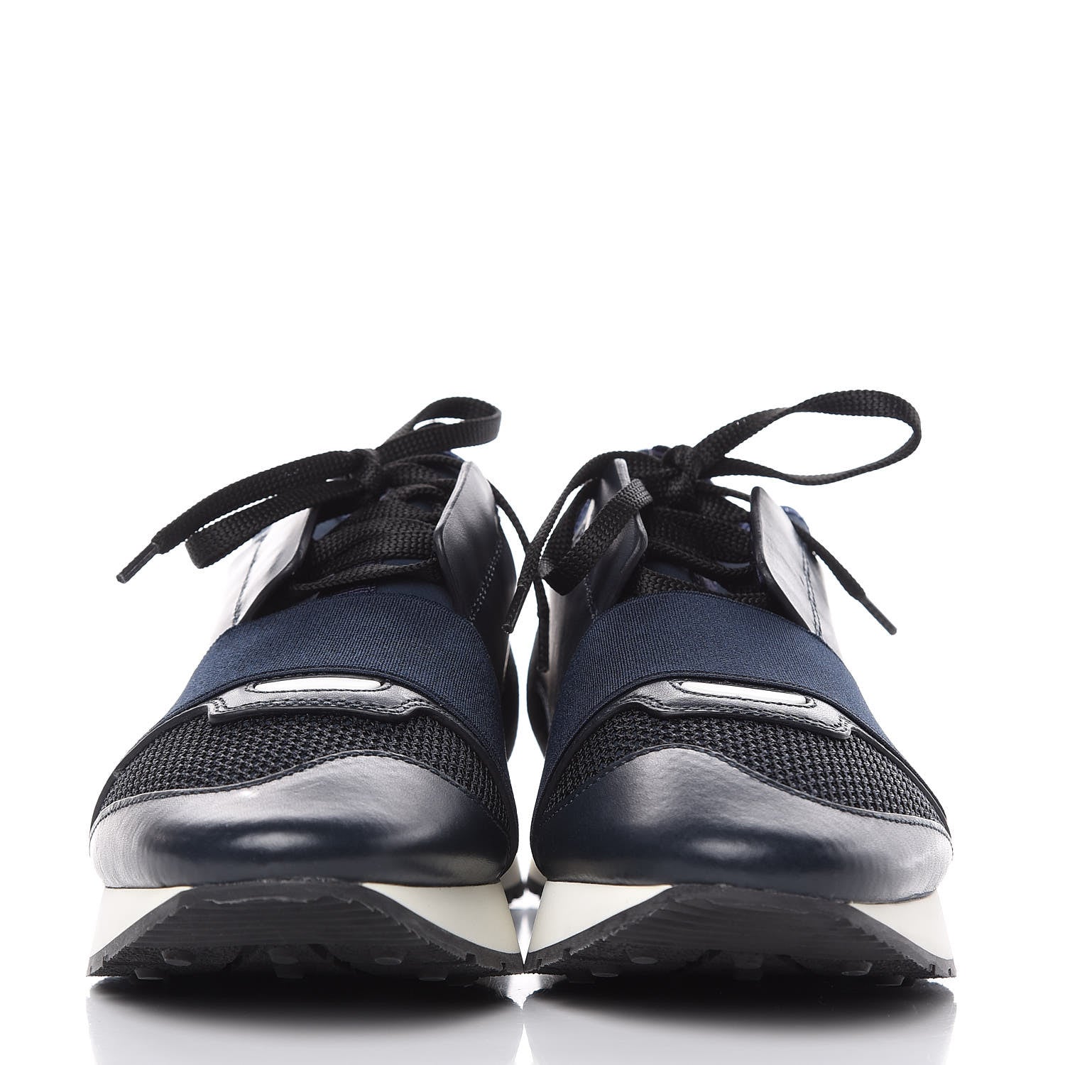 Balenciaga Mesh Calfskin Neoprene Suede Womens Race Runner Sneakers 38 Bleu Nuit 2 of 10