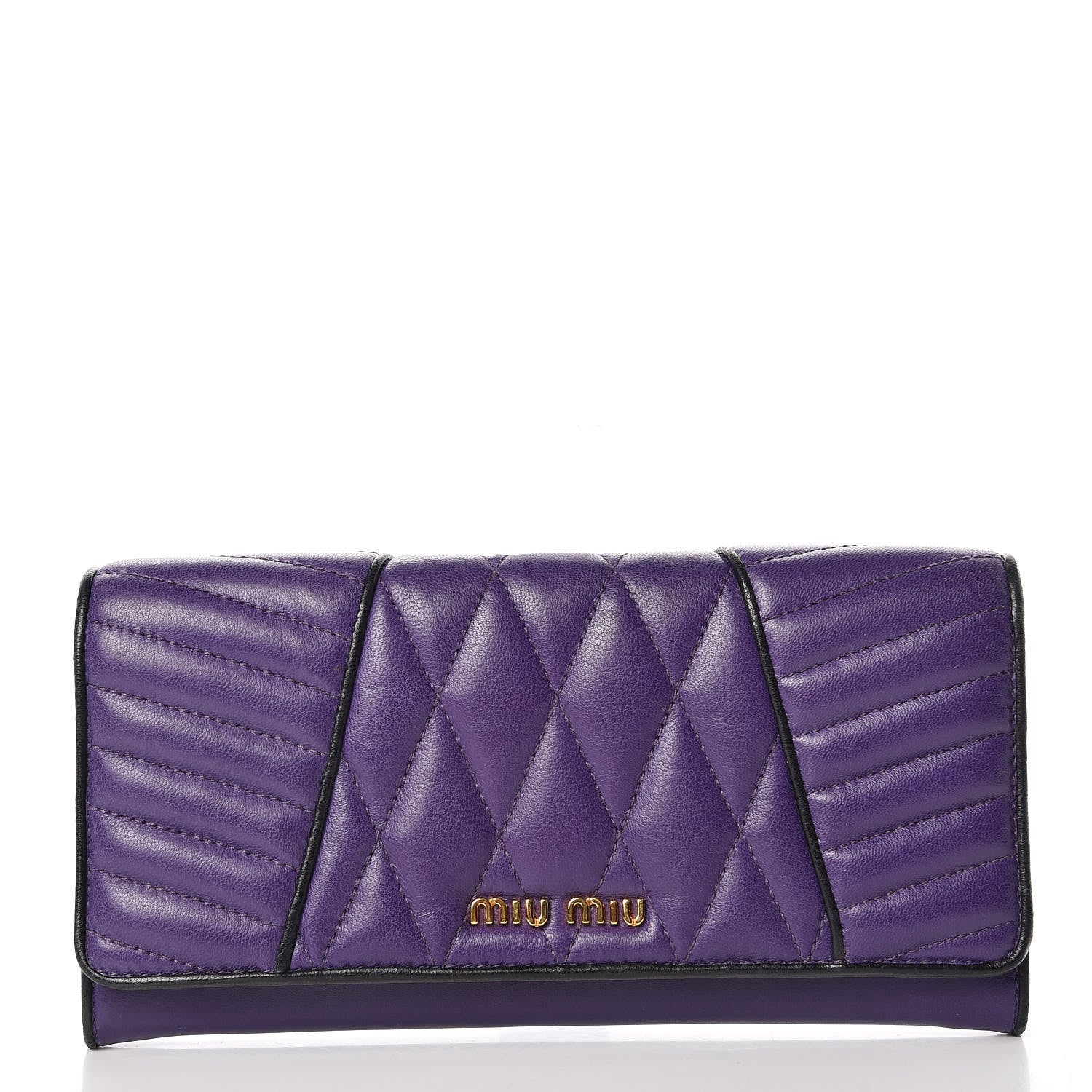 Miu Miu Nappa Matelasse Biker Flap Wallet Viola 1 of 10