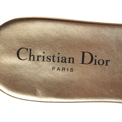 Christian Dior Canvas Lurex Embroidered Dway Flat Slide Sandals 37.5 Platinum 6 of 8