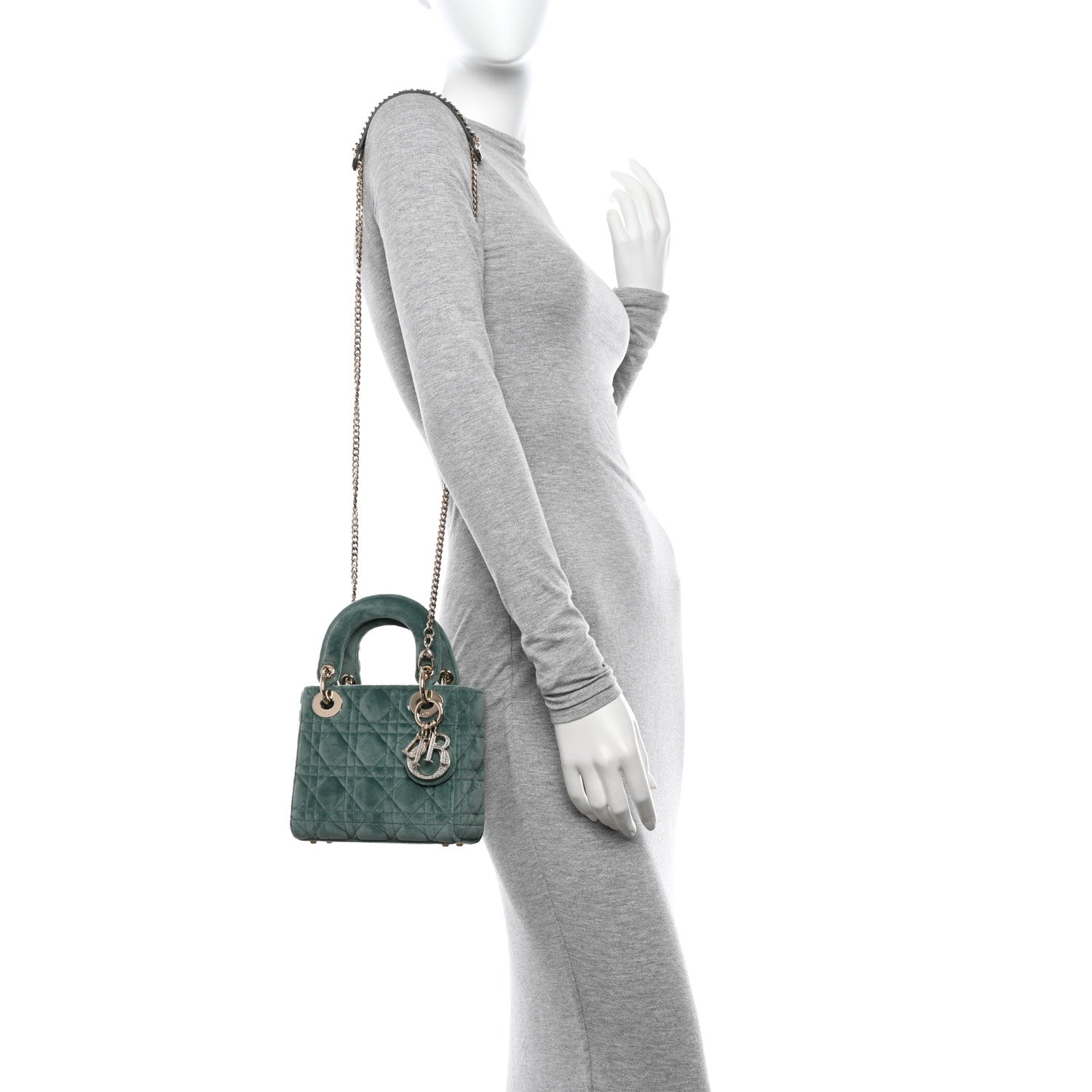 Christian Dior Velvet Mini Lady Dior Green 2 of 9