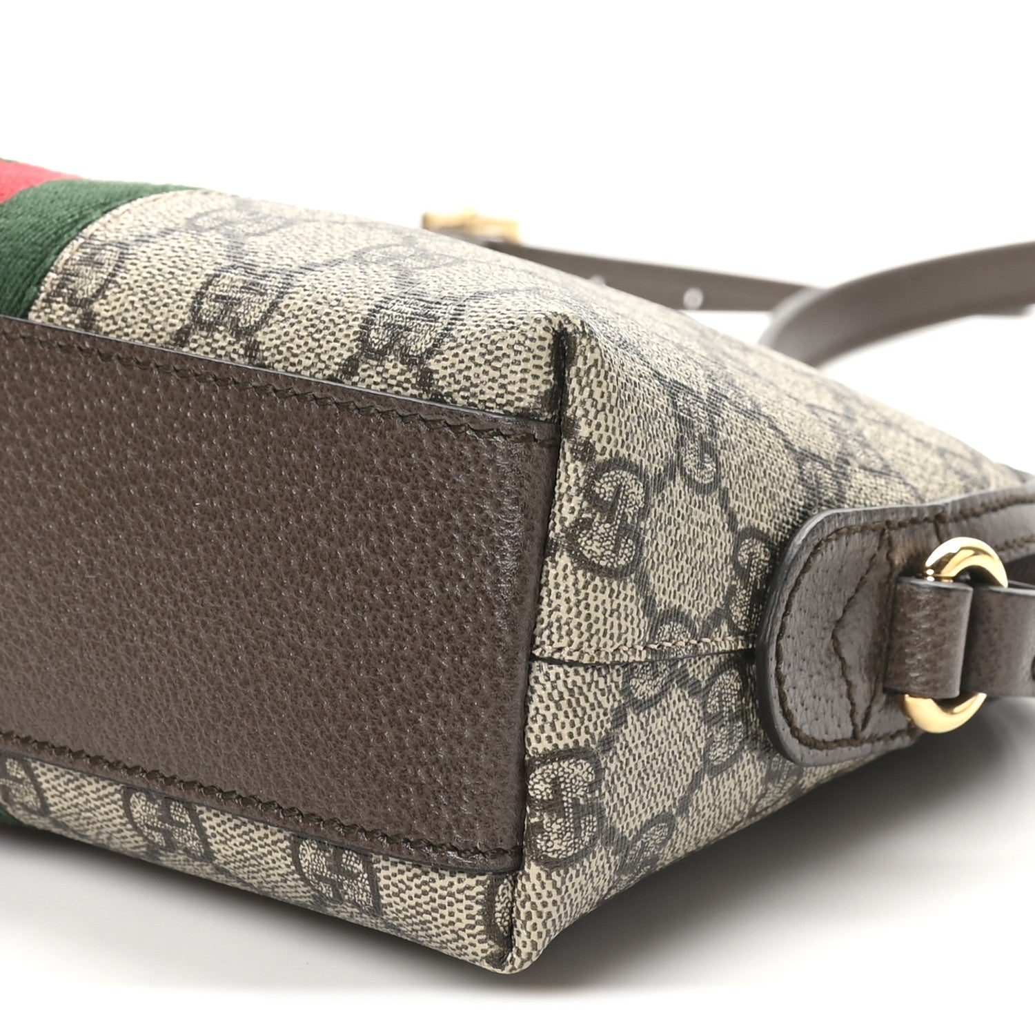 Gucci GG Supreme Monogram Textured Dollar Calfskin Web Small Ophidia Dome Shoulder Bag Beige Ebony New Acero 10 of 10