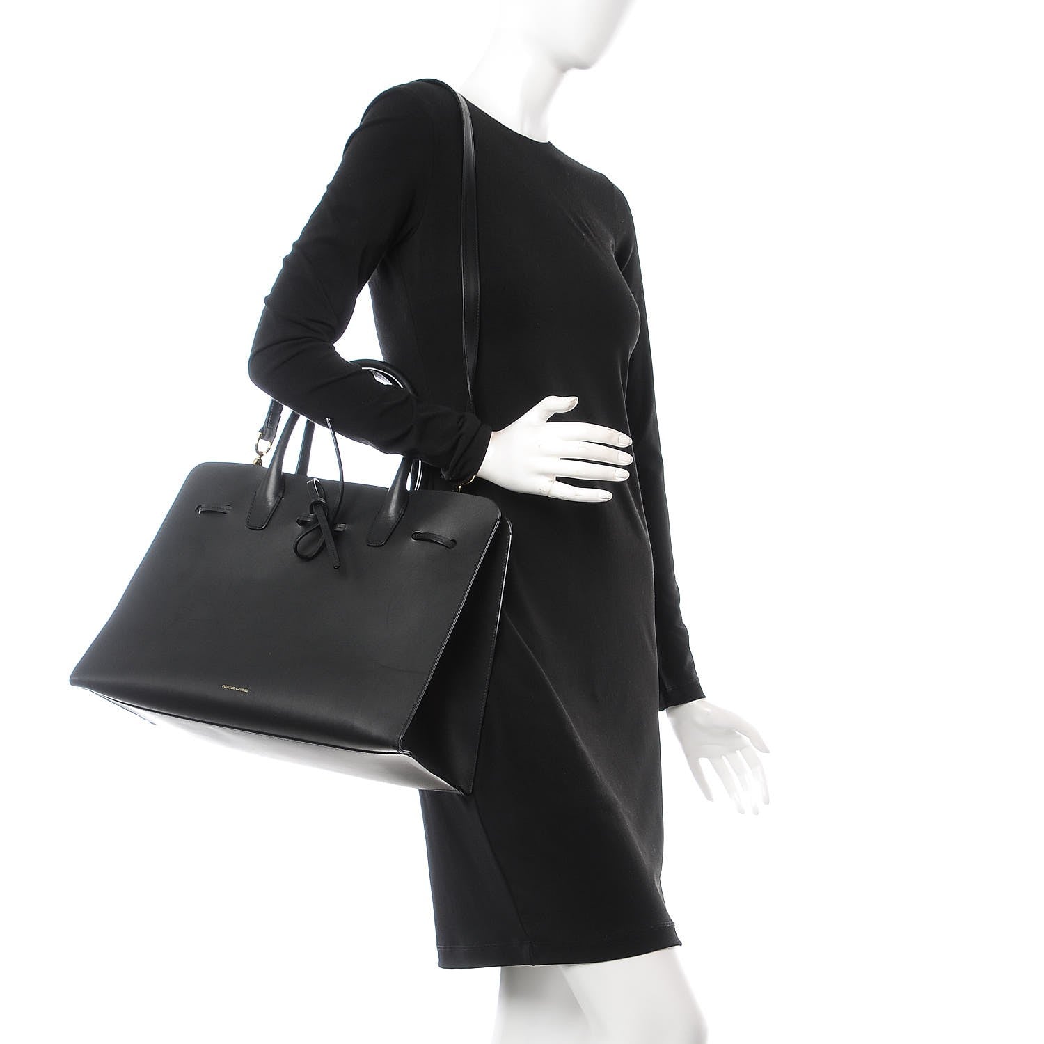 Mansur Gavriel Vegetable Tanned Calfskin Large Sun Bag Black Blue 3 of 10