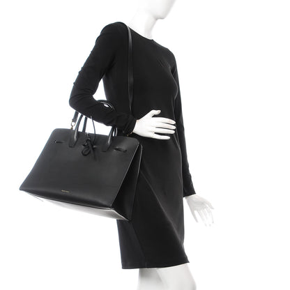 Mansur Gavriel Vegetable Tanned Calfskin Large Sun Bag Black Blue 3 of 10