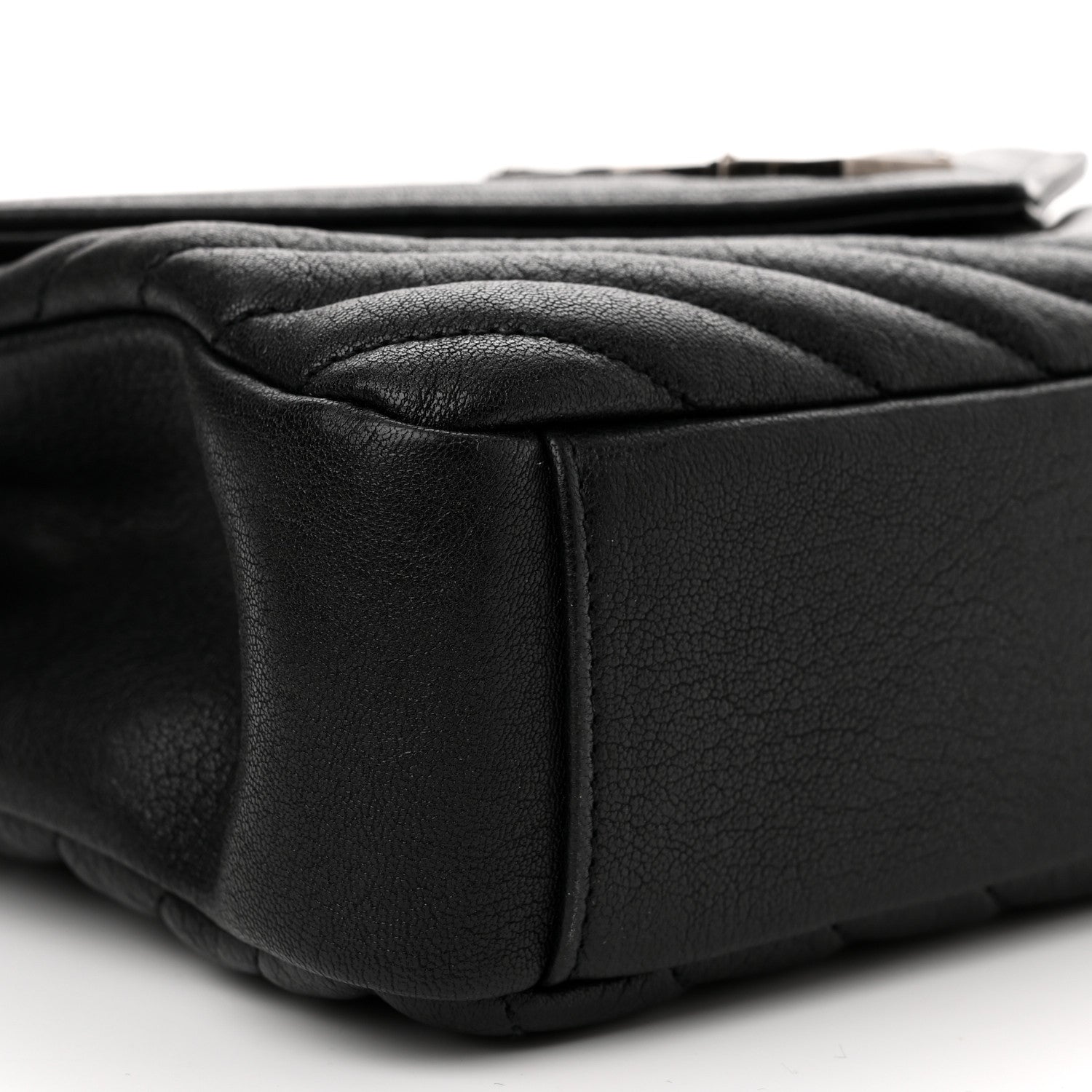 Saint Laurent Sheepskin Matelasse Chevron Monogram Medium College Bag Black 9 of 10