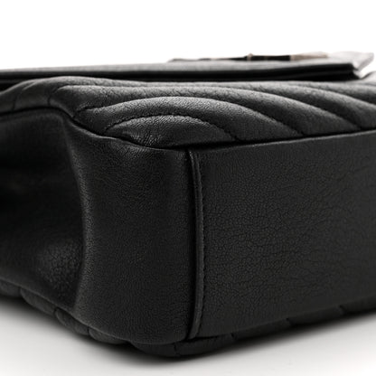 Saint Laurent Sheepskin Matelasse Chevron Monogram Medium College Bag Black 9 of 10
