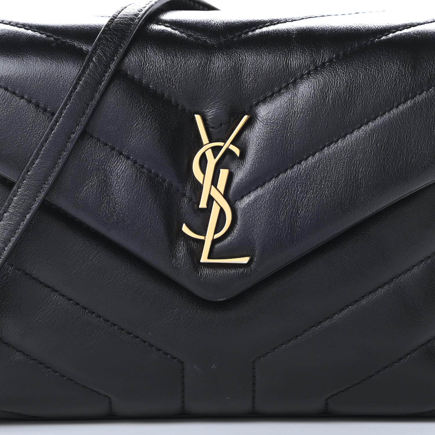 Saint Laurent Calfskin Y Quilted Monogram Toy Loulou Crossbody Bag Black 8 of 12