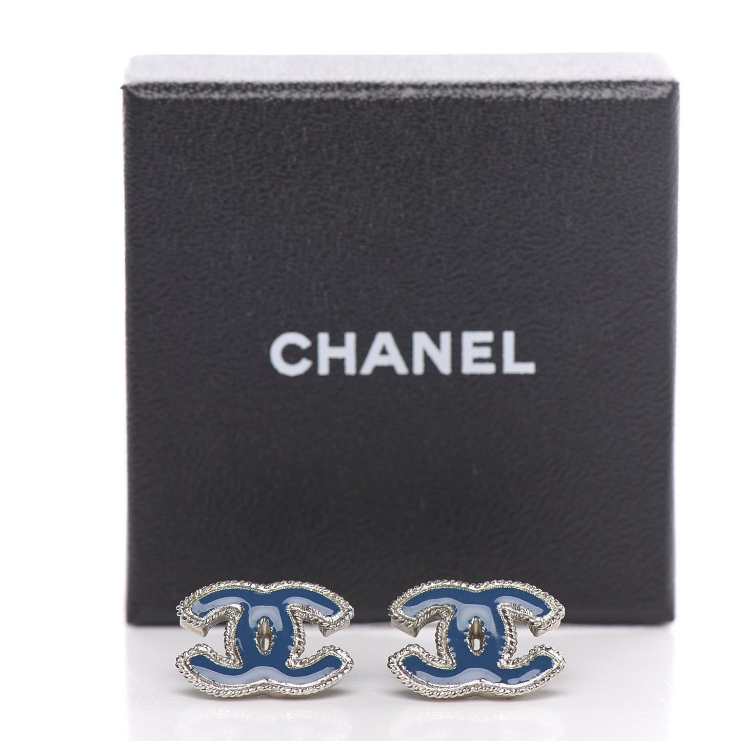 Enamel CC Earrings Blue