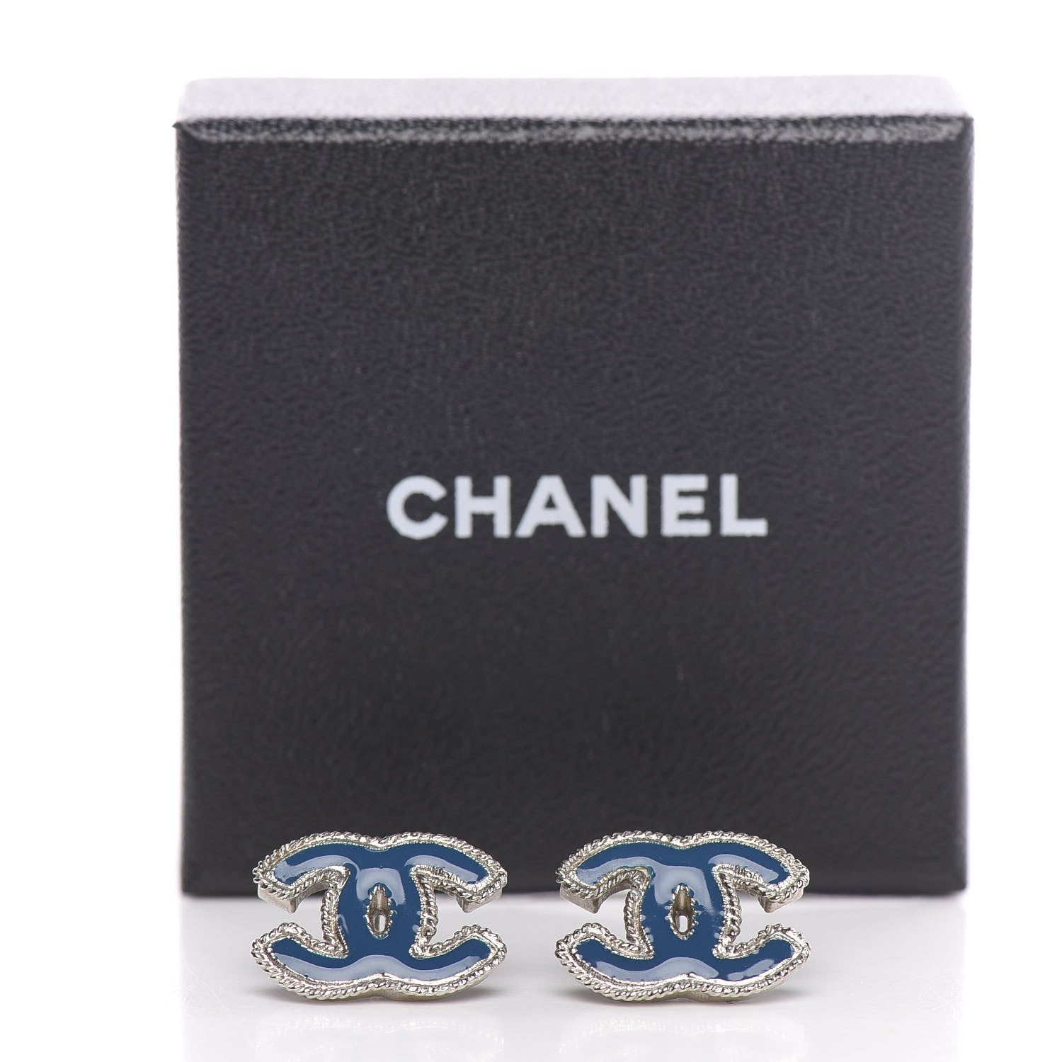 Chanel Enamel CC Earrings Blue 5 of 5