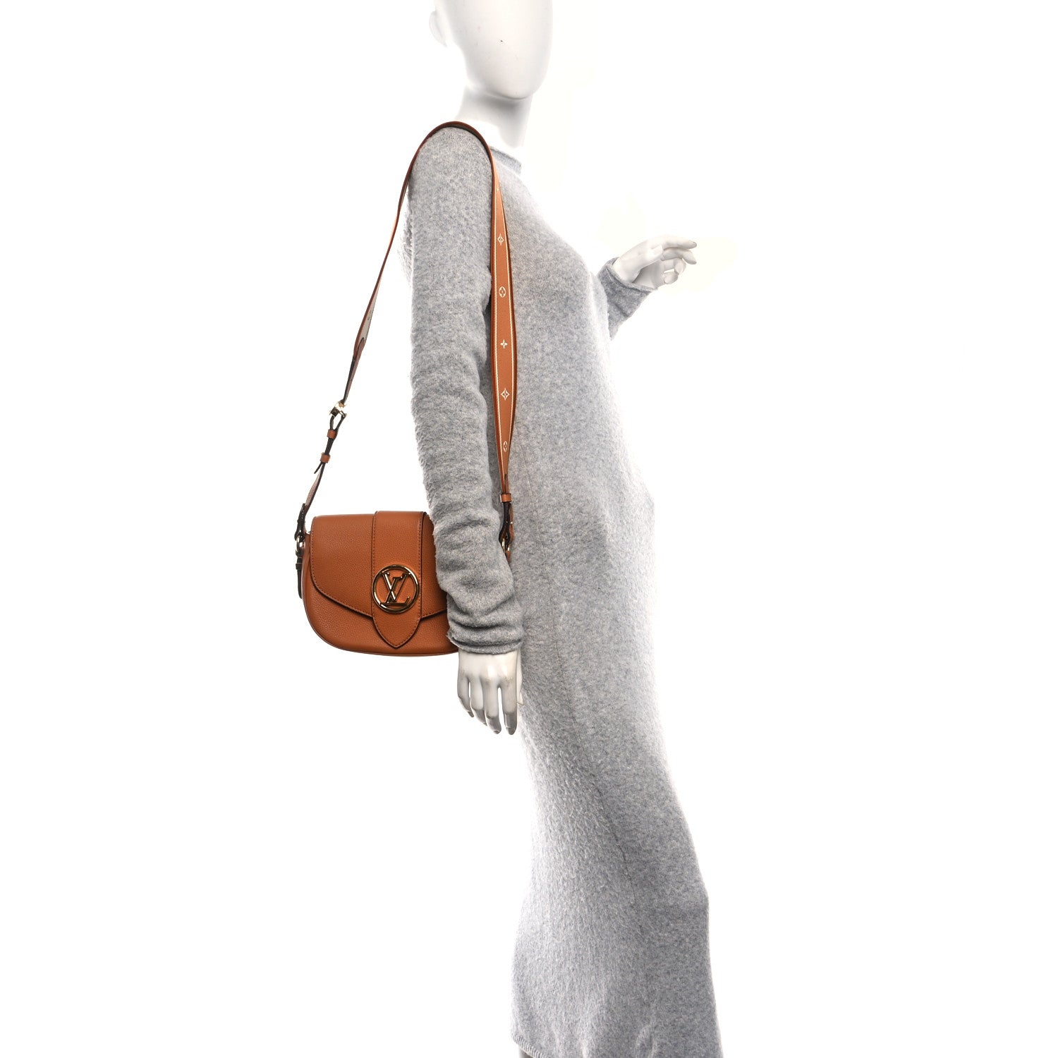 Louis Vuitton Grained Calfskin LV Pont 9 Soft MM Golden Siena 2 of 9