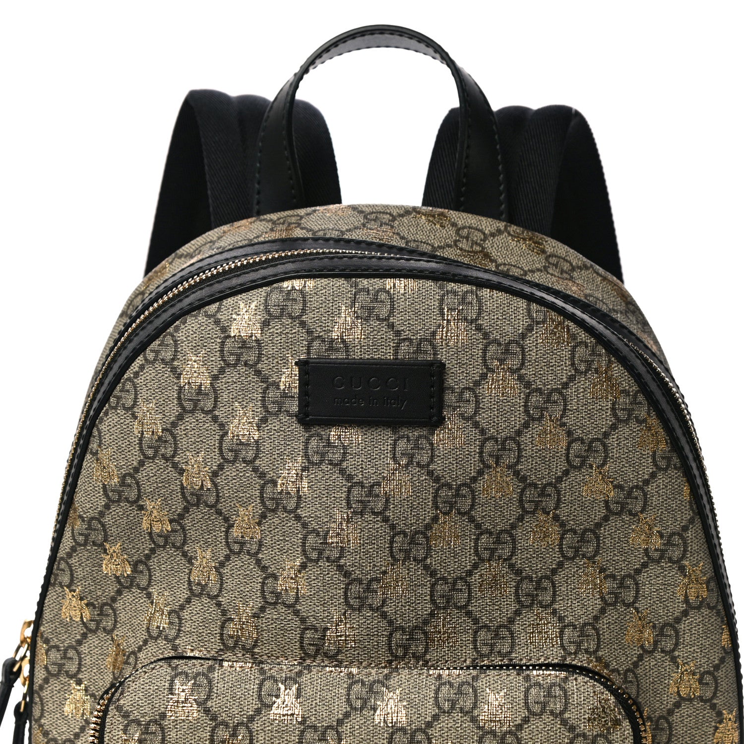 Gucci GG Supreme Monogram Bees Print Small Day Backpack Beige Oro Black 9 of 11