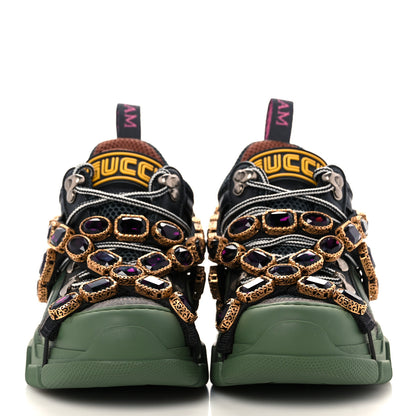 Gucci X SEGA Mesh Suede Calfskin Removable Crystals Flashtrek Sneakers 35.5 Loess Black Olive Green 2 of 7
