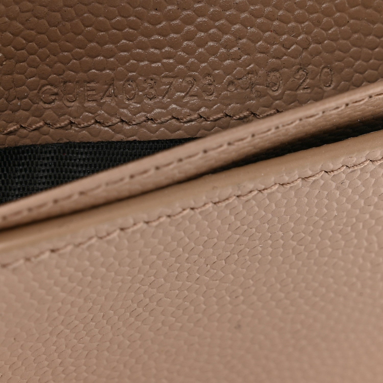 Saint Laurent Grain De Poudre Matelasse Chevron Monogram Compact Zip Around Wallet Dark Beige 7 of 8