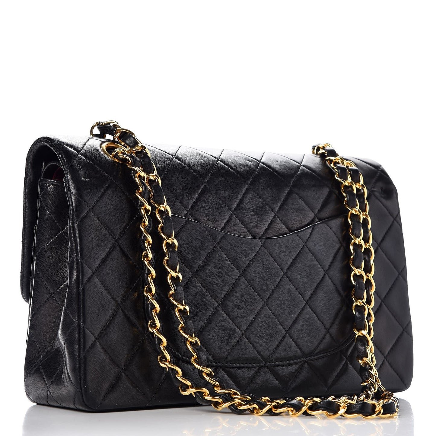 Lambskin Quilted Medium Double Flap Black