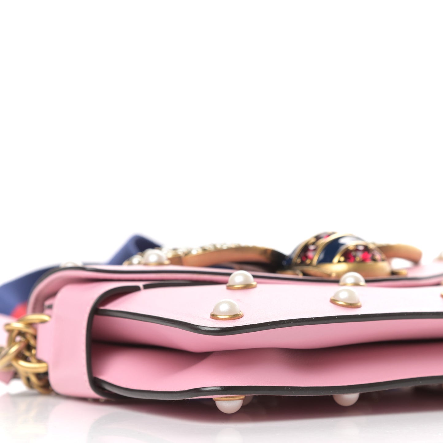 Nappa Pearl Studded Mini Queen Margaret Broadway Shoulder Bag Sugar Pink