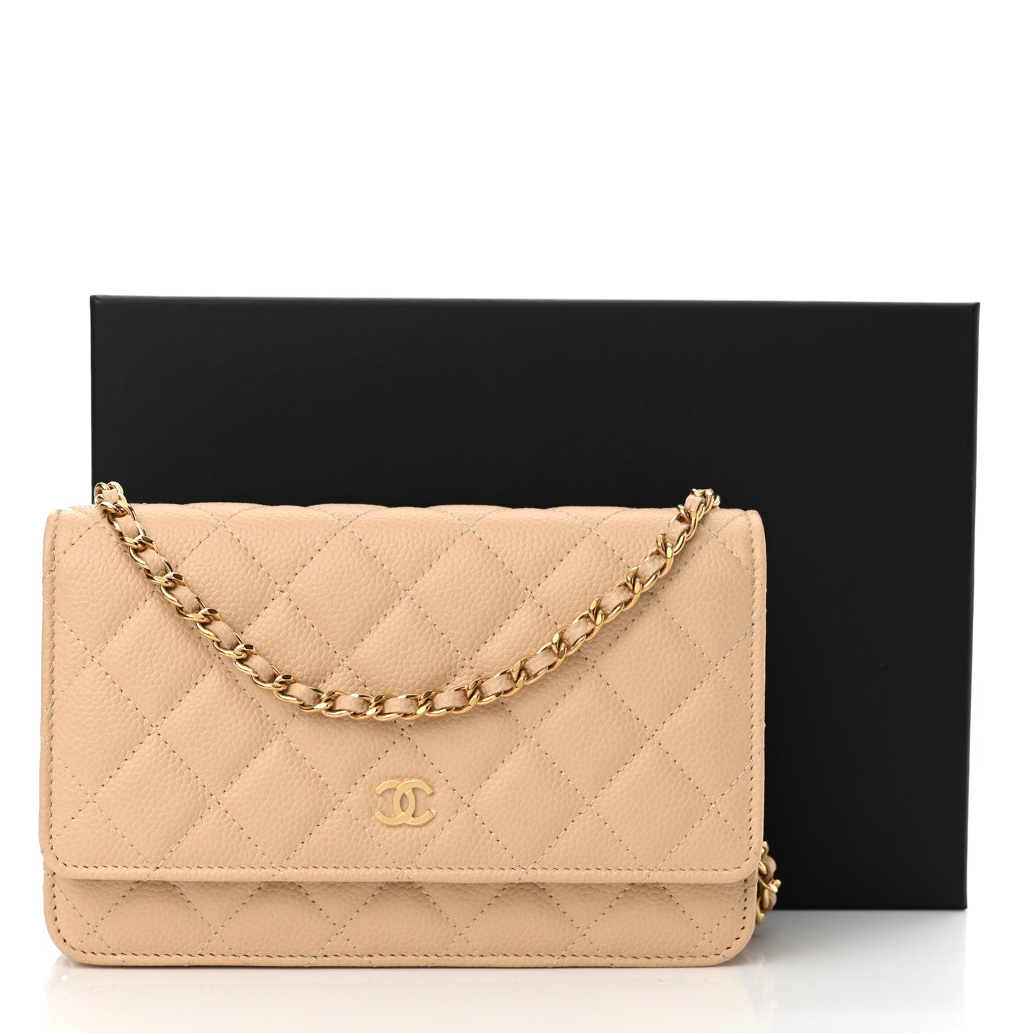 Chanel Caviar Quilted Wallet on Chain WOC Beige 12 of 12