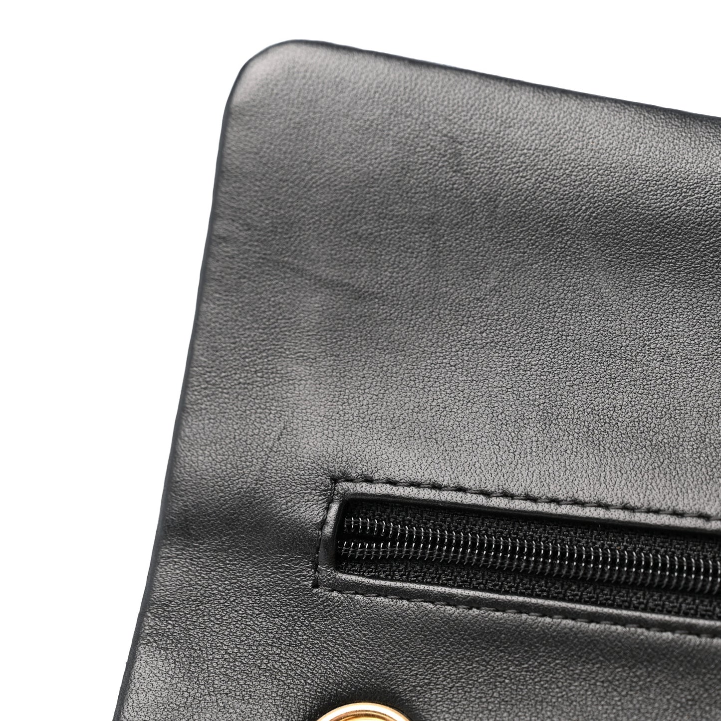 Lambskin Quilted Medium Double Flap Black