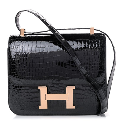 Hermes Shiny Porosus Crocodile Constance 24 Black 1 of 4