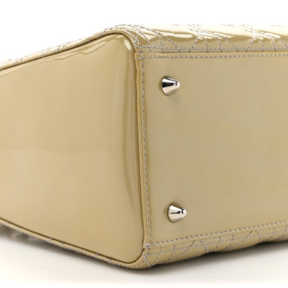 Christian Dior Patent Cannage Studded Double Strap Medium Lady Dior Beige 10 of 16
