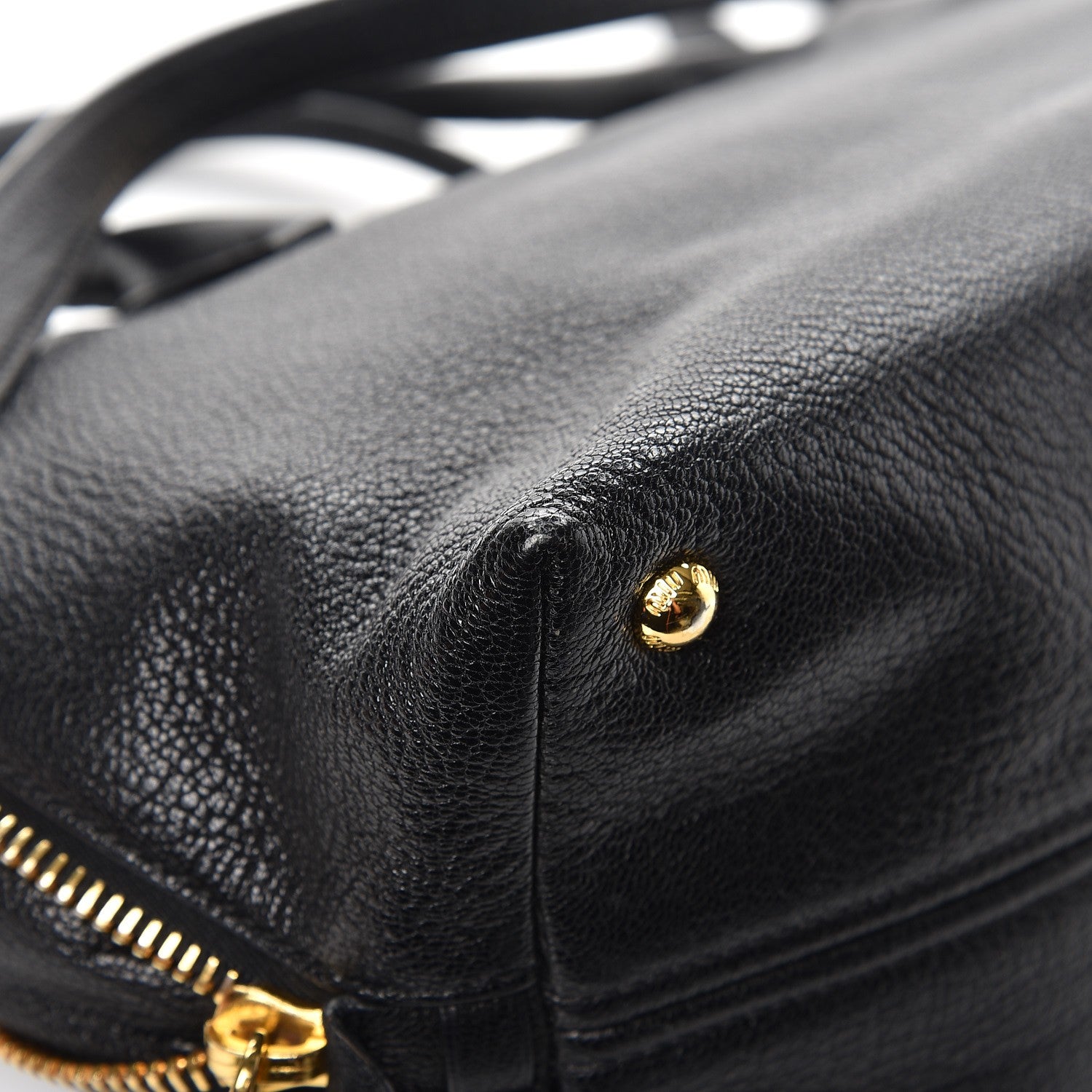Miu Miu Goatskin Madras Zip Tote Nero Black 11 of 12