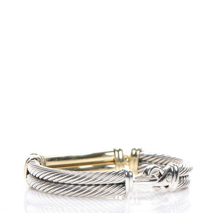 David Yurman Sterling Silver 14K Yellow Gold Diamond 10mm Metro Double Cable Bracelet 4 of 7