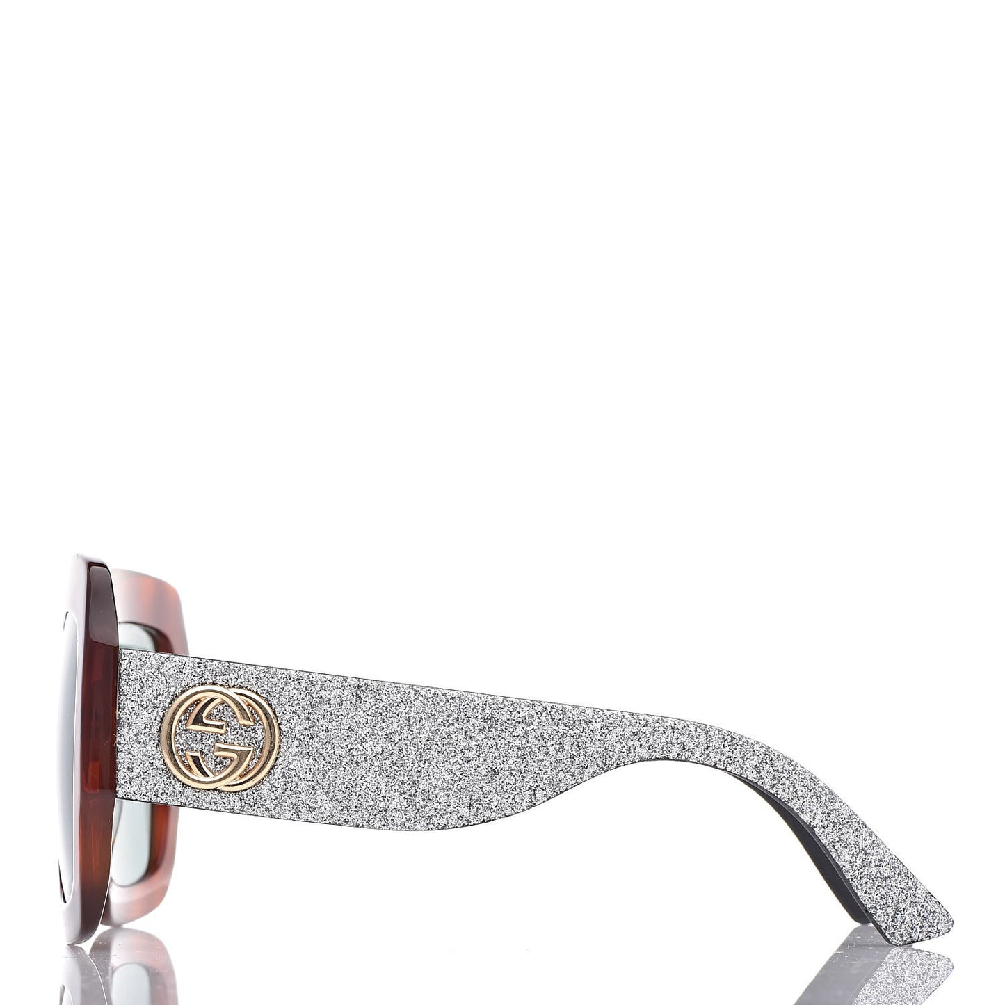 Square Frame GG0102S Sunglasses Glitter Silver Multi