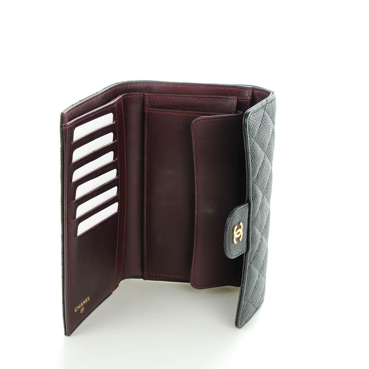 Caviar Quilted Large Flap Wallet Black