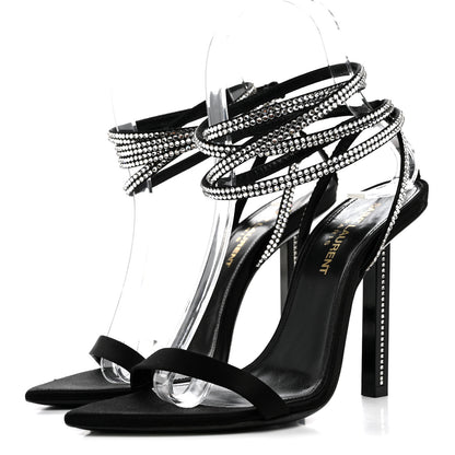 Saint Laurent Satin Crystal Ava 105 Sandals 36 Black 4 of 13