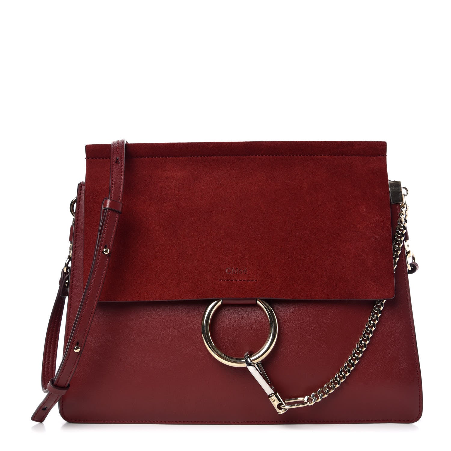 Chloe Calfskin Suede Medium Faye Shoulder Bag Plum Purple 1 of 10