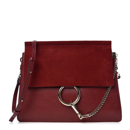 Chloe Calfskin Suede Medium Faye Shoulder Bag Plum Purple 1 of 10